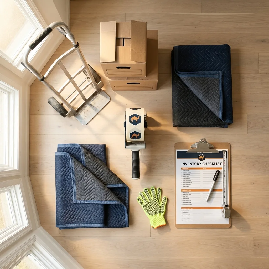 Professional moving supplies and packing materials layout for Trafalgar residential relocations